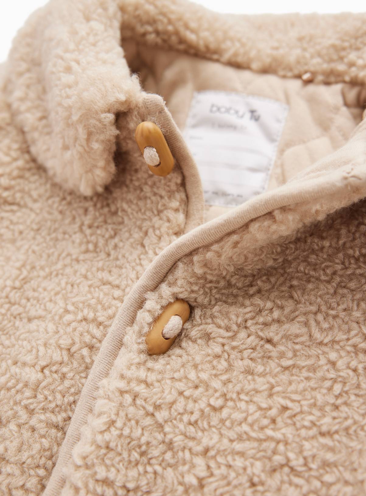 Cream Borg Collared Pramsuit 18-24 months - Image 2